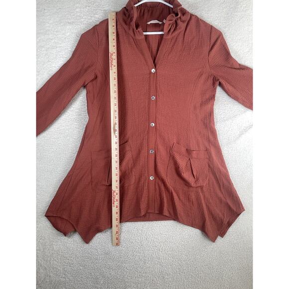 Soft Surroundings Crepe Tunic Womens Large Plein Air Button Down Long Sleeve - Picture 3 of 15